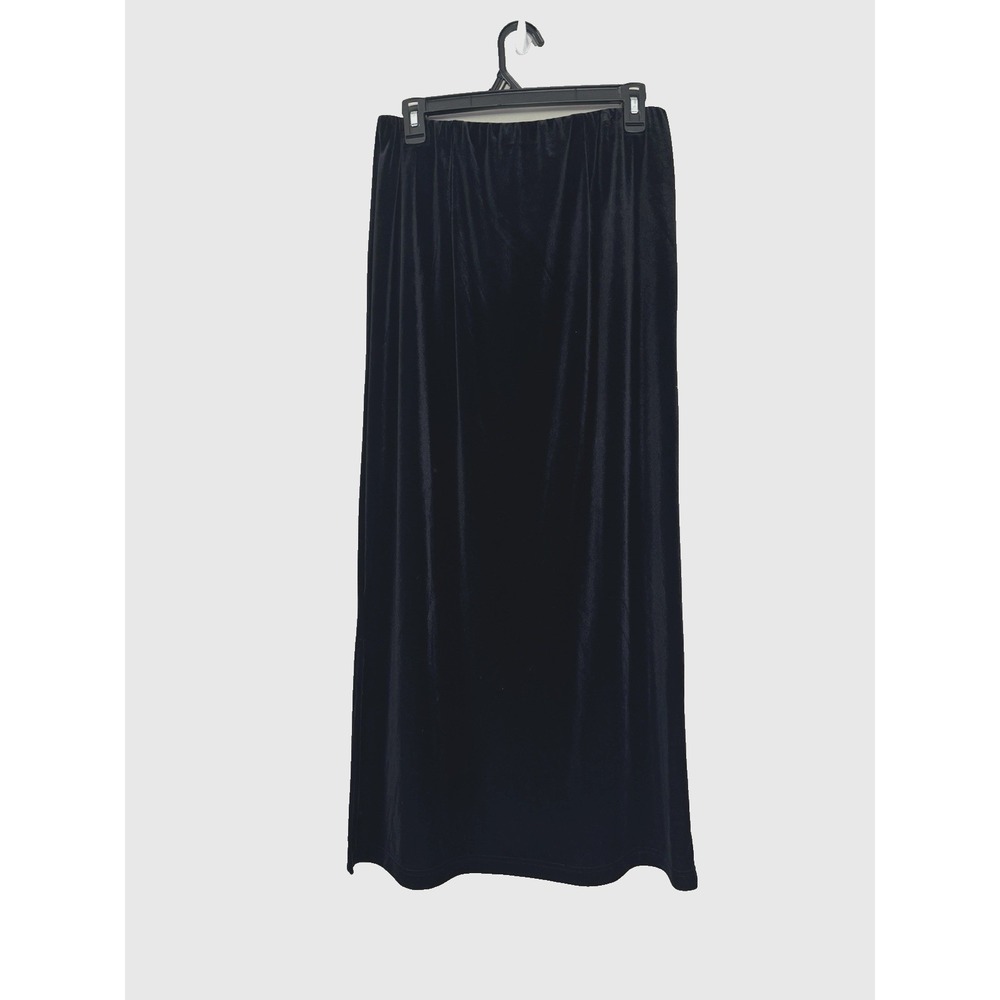 VTG Y2K  Whimsigoth Black Velvet Pencil Maxi Skirt Size 8 Stretchy Fairy Grunge